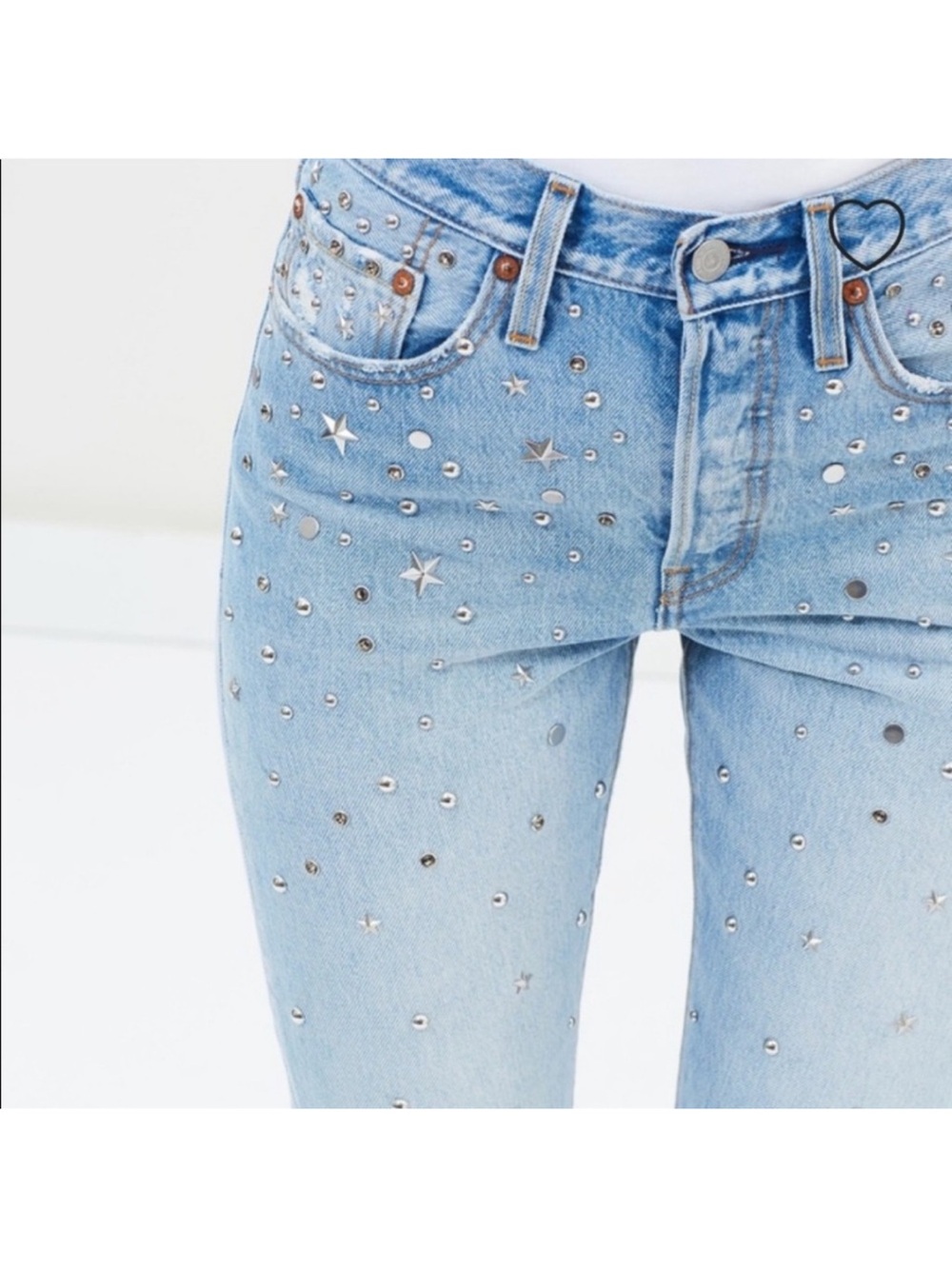 Levi's Light Blue Studded  stars Ankle Jeans